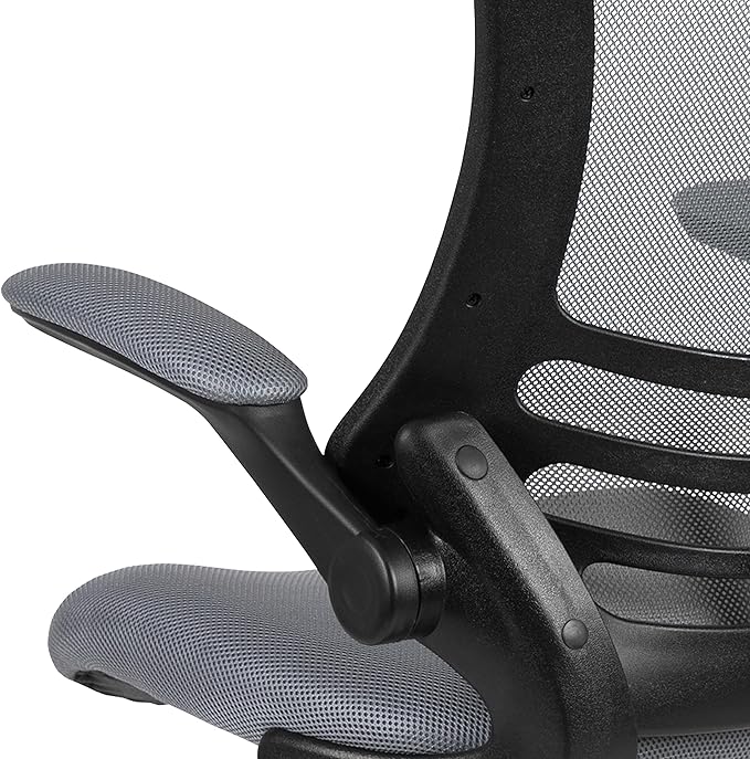 Flash Furniture Kelista Mid-Back Swivel Office Chair with Adjustable Seat Height, Ergonomic Mesh Desk Chair with Flip-Up Armrests, Dark Gray