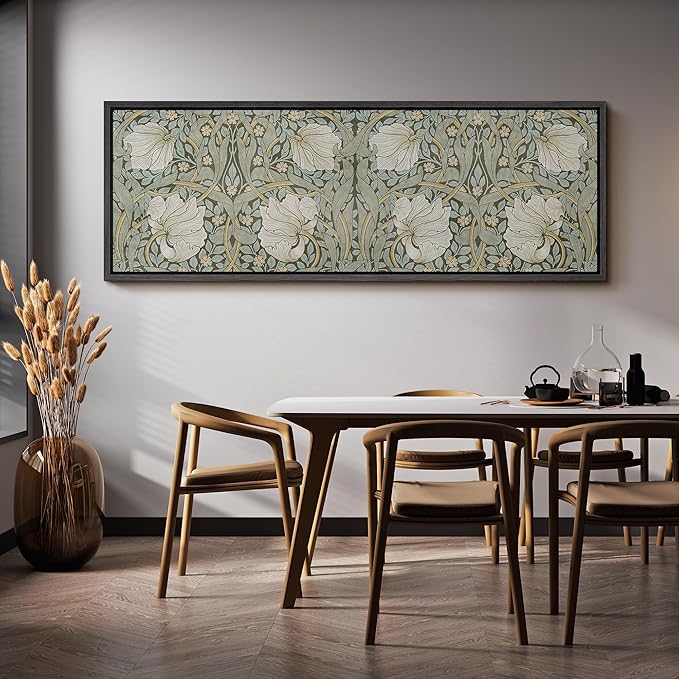 SIGNFORD Large Framed Canvas Vintage Nouveau Floral Pattern Illustrations Modern Art Calm Warm for Living Room, Bedroom, Office - 60"x20"