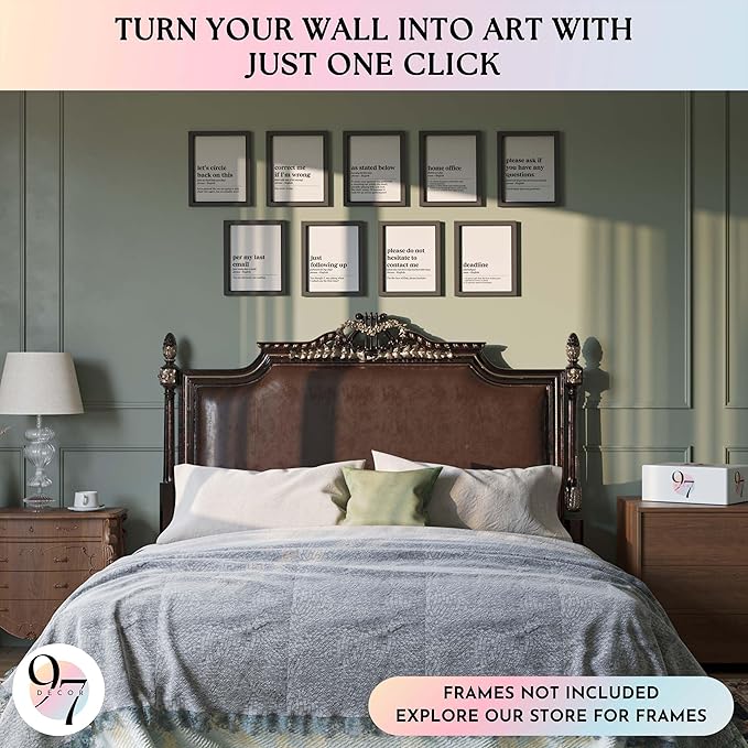 97 Decor Funny Office Decor - Home Office Poster, Funny Work From Home Art Prints, Inspirational Work Quotes Wall Art Motivational Posters for Cubicle Workplace Decorations (8x10 UNFRAMED)