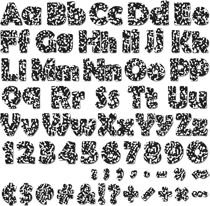 260 PCS Bulletin Board Letters for Classroom 4” Letter Combo Pack Set Composition Black and White Classroom Decorations Alphabet Number Symbol Letter for Bulletin Board Cutout Card for Classroom Decor