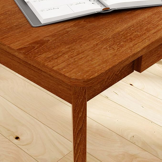 Home Office Computer Desk Coner Desk with 2 Drawers, Study Writing Table for Home Office, Study, Honey Wood (39.3 ”W x 23.6”D x 29.1”H)