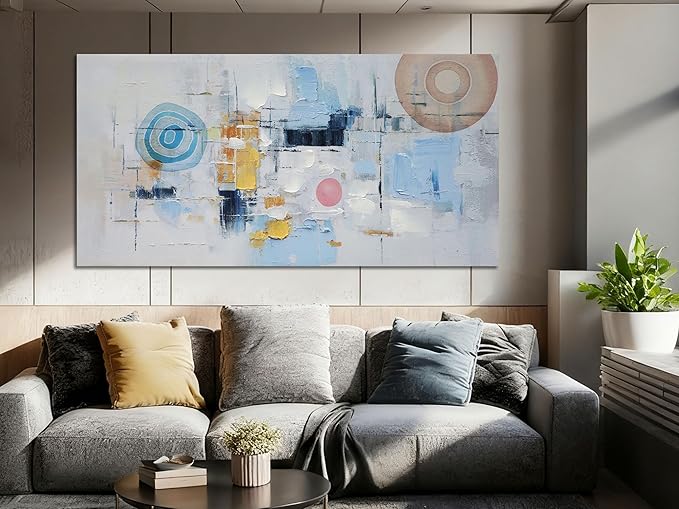 Arjun Abstract Wall Art Canvas for Living Room, Abstract Art Wall Decor Modern Large Framed, Wall Art for Mens Room Textured Painting, Bedroom Picture Dining Room Artwork Office Home 48"x24"