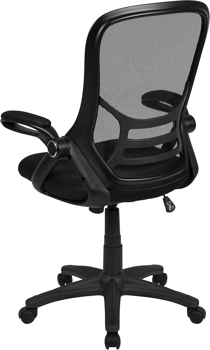 Flash Furniture Porter High Back Black Mesh Ergonomic Swivel Office Chair with Black Frame and Flip-up Arms