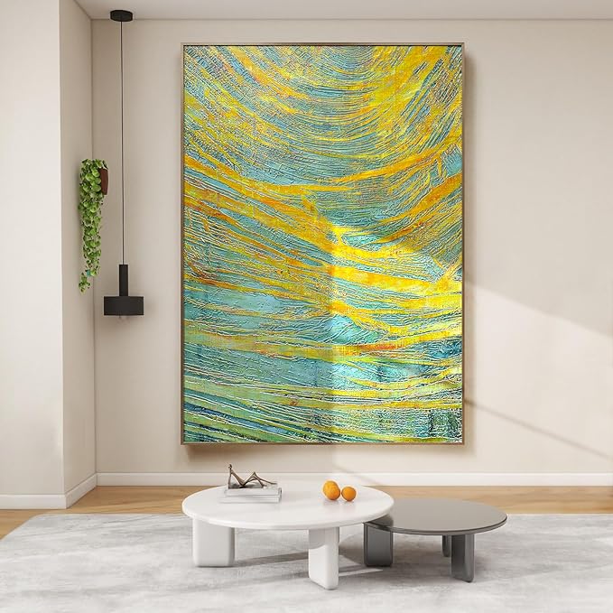 BrightA Green Abstract Wall Canvas Art Large Wall Art for Living Room Large Framed Canvas Wall Art Artwork for Dining Room Hallway Wall Decor 55.1"x78.7"
