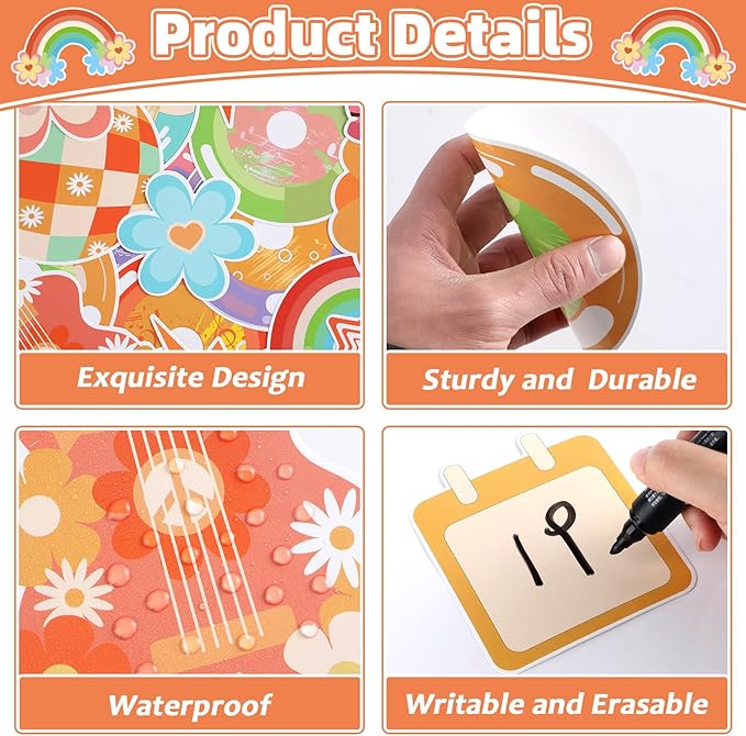 gisgfim Countdown to Summer Classroom Bulletin Board Decorations Set Spring Hippie End of The Year Cutouts May Groovy It's The Final Retro Bulletin Board for Classroom Home Wall Decor Supplies
