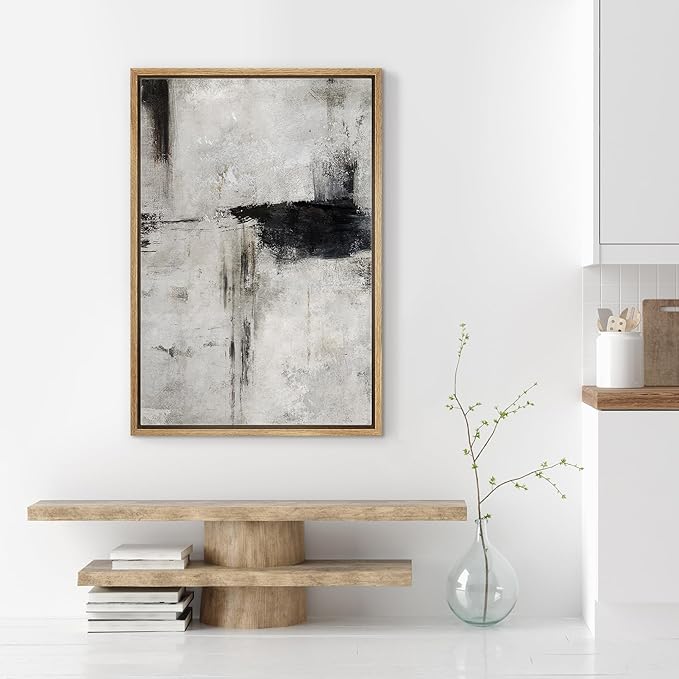 SIGNWIN Framed Canvas Print Wall Art Dynamic Abstract Brush Strokes Illustrations Modern Art Minimal Multicolor for Living Room, Bedroom, Office - 24"x36" Natural