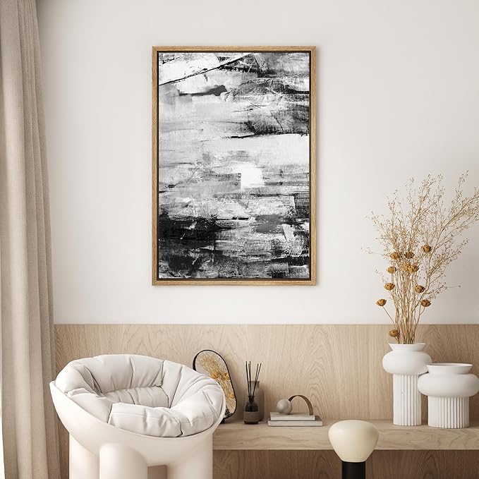 SIGNWIN Framed Canvas Wall Art Abstract Color Block Canvas Prints Home Artwork Decoration for Living Room,Bedroom - 24x36 inches