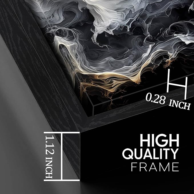AOZEMI White Wall Art Black Pictures Art Abstract Wall Decor for Bedroom Office Modern Foggy Artwork 24"x 48"