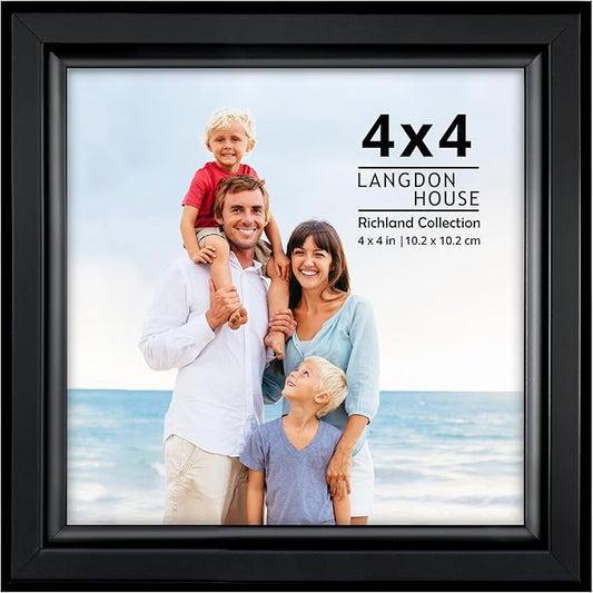 Langdon House - 4x4 Black Picture Frame - Distinguished Edging for Classic Style - Richland Collection