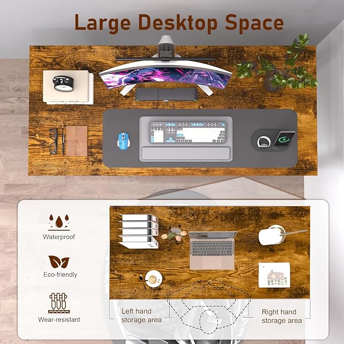 AZN Computer Desk, Office Desk 47'', Computer Desk for Work Study Writing Gaming, Office Desk w/ 24in Wide Desktop & Large Legroom, Home Office Desks w/Waterproof & Scratch-Resistant Surface