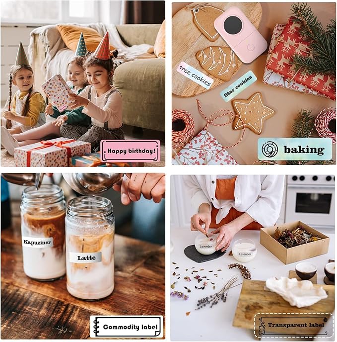 Label Maker Machine with 3 Tapes - White/Clear/Gold Labels, Phomemo D30 Portable Handheld Bluetooth Mini Label Printer, Multiple Templates Fonts Icon, Thermal Small Label Printer Rechargeable for Home