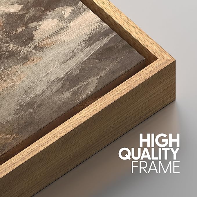 SIGNWIN Framed Canvas Print Wall Art Set Warm Earth Tone Brushstroke Abstract Illustrations Modern Art Decorative Boho Relax/Zen Nordic for Living Room, Bedroom, Office - 16"x24"x3 Natural