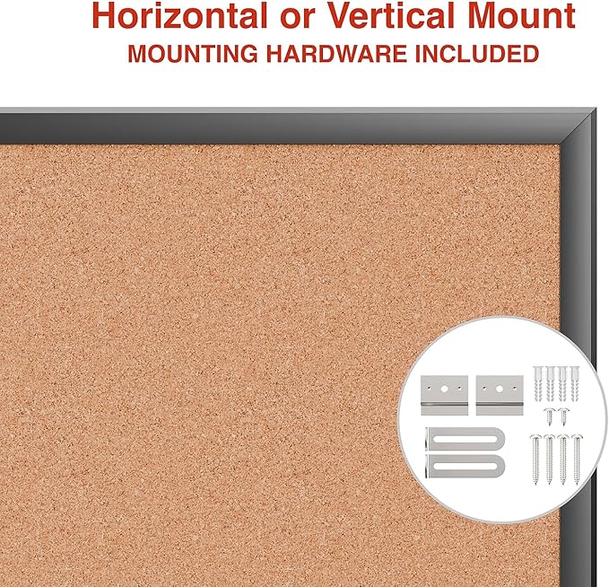 Staples Cork Bulletin Board with Black Frame, 2' x 1.5' Compact Wall Mounted Bulletin Board for Home Office and Classroom