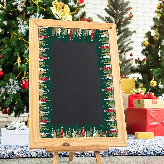 65Ft Christmas Bulletin Board Border Xmas Pine Tree Green Scalloped Die Cut Border Trim Roll for Home Classroom Party Wall Decoration