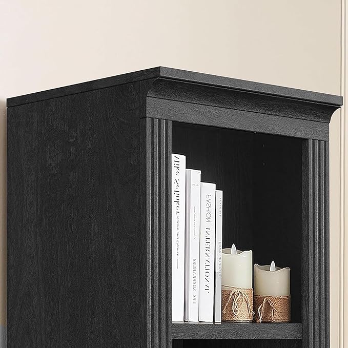 JAHRSTIM Halston Narrow Bookcase, Adjustable Storage Open Display Shelving Unit for Home and Office Space, 14”L x 15.75”W x 72.50”H, Black