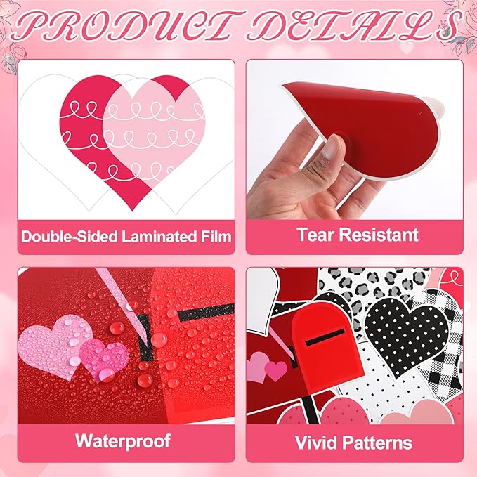 Valentine's Day Bulletin Board Set Valentines Day Classroom Decorations Black White Paper Cutout Love Red Truck Heart Bulletin Board Border for School Chalkboard Door Supplies