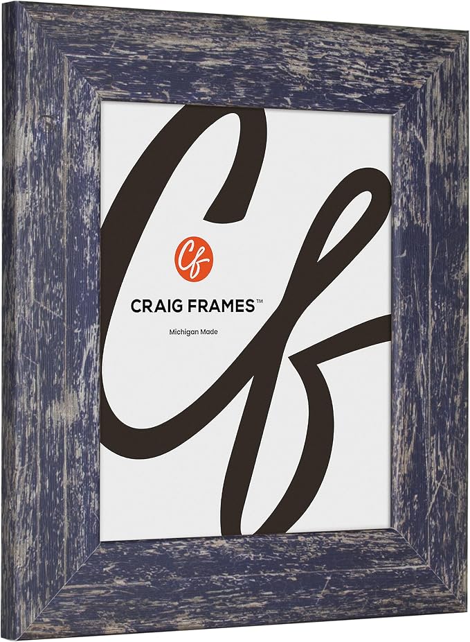 Craig Frames American Barn, 12x14 Picture Frame, Faux Barnwood, Blue