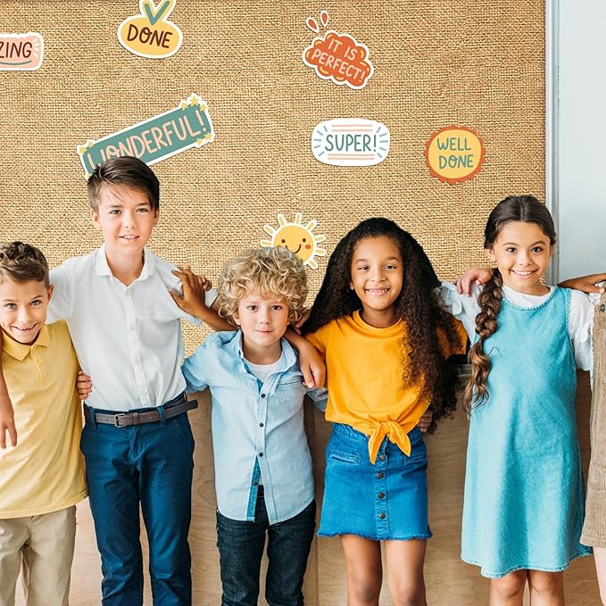 Bulletin Board Paper 48'' x 107'' Class Boards for Classroom Bulletin Boards Everyone is Welcome Classroom Board Decor Pillows Curtains Crafts(Burlap,1 Pc)
