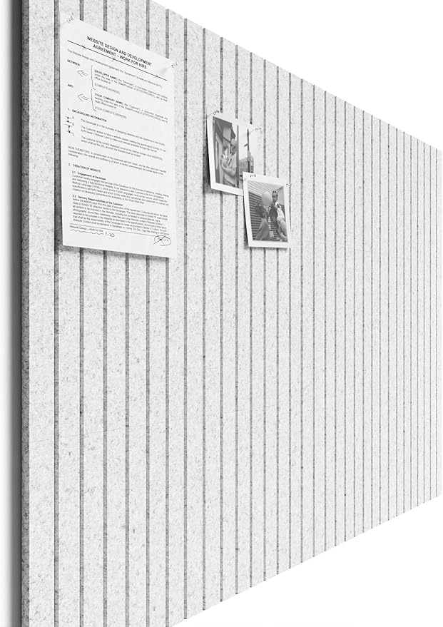 Bumusty Large Cork Board Alternative-48 x 36" Felt Bulletin Board Tiles, with 30 Pushpins, 70 Adhesive Tabs, 12-Pack Slat Wall Paneling, Cork Boards for Office Push Pin Board Felt Board-Light Gray
