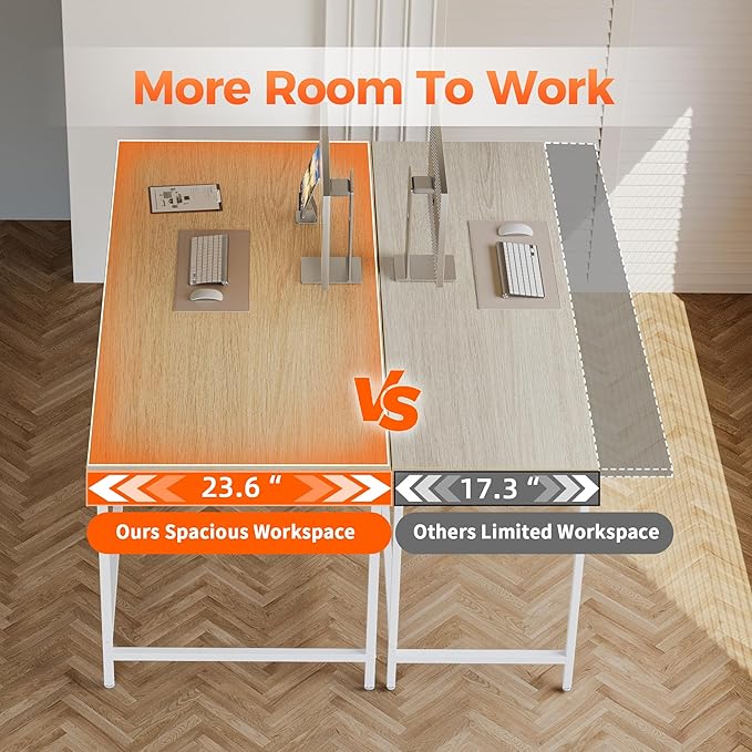 Mericonia 48 inch Rolling Computer Desk with Wheels, Gaming Desk for Small Spaces, Modern Simple Style Table for Home Office, Study Writing Table