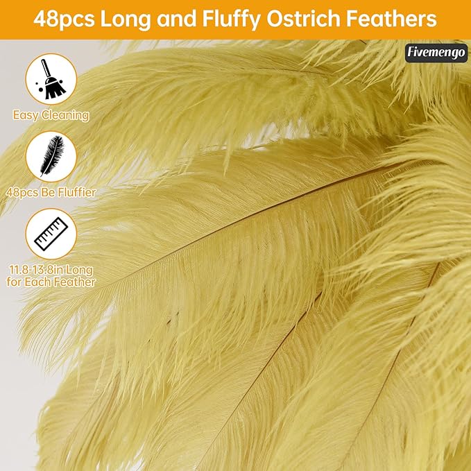 Feather Floor Lamp for Living Room, Fluffy Ostrich Feathers Lamp, Rose Gold Color Body, 3 Color Temperatures Modern Funky Arc Tall Standing Lamp for Bedroom Inclued Bright LED Bulbs (Camel)