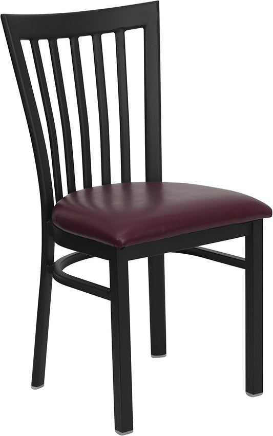 Flash Furniture HERCULES Series Black School House Back Metal Restaurant Chair - Burgundy Vinyl Seat