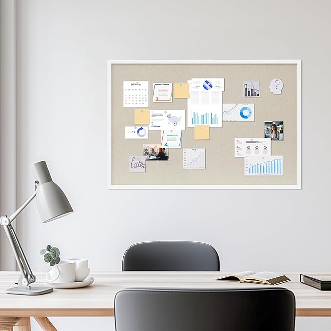 Cork Board with Linen White 2Pack,Bulletin Board 36"x24" Hanging Corkboards for Office Home School Message Board or Vision Board Decoration.