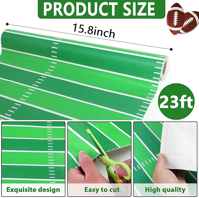 Football Bulletin Board Roll Plastic Bulletin Board Roll 15.75inch x 23ft Peel and Stick Anti Wrinkle Bulletins Boards for Football Party 2026 Classroom Sports Wrap Supply Wall Decoration