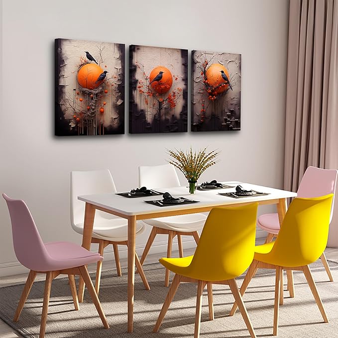 TTHYUEWS Wall Decor For Living Room Canvas Wall Art For Bedroom Fashion Modern Office Decorations Paintings Bird Abstract Wall Pictures Posters Inspirational Artwork Room Home Decor 3 Piece12 X16