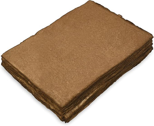 Watercolor Handmade Paper Sheets 50 Count Antique with Brown Edges 200 GSM Rough Thick Deckled Edge Textured Paper for Painting Drawing and Invitations - A5 8.5 x 5.5 Inch Made with Recycled Cotton