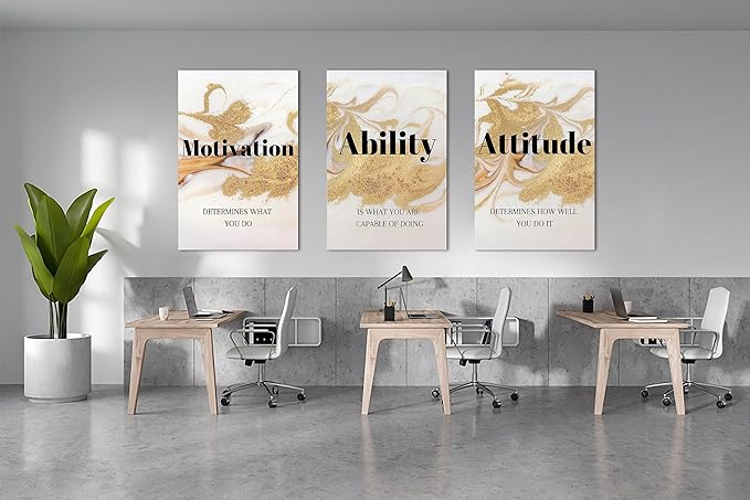 3 Piece Canvas Wall Art - Abstract Wall Decor, Motivational Quotes Canvas Print Pictures Wall Decor, Men Women Inspirational Framed Artwork Home Office Decor 24"x36" x 3 Pcs