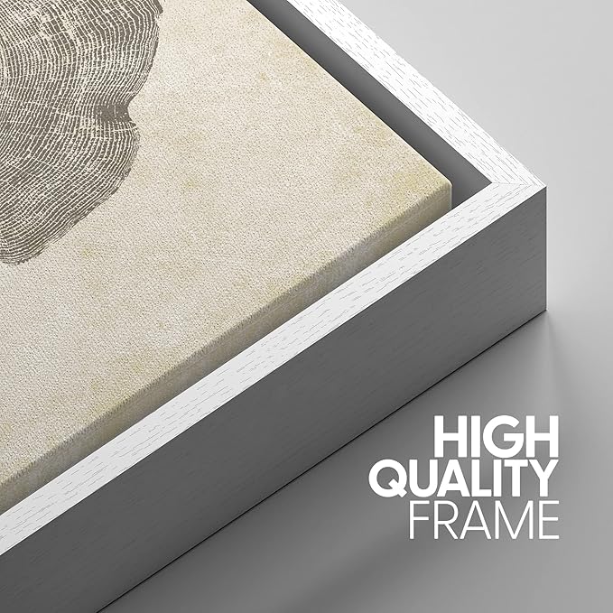 SIGNWIN Framed Canvas Print Wall Art Set Pastel Gray Wood Tree Ring Spirals Nature Abstract Drawings Modern Art Decorative Contemporary Minimal for Living Room, Bedroom, Office - 24"x36"x3 White