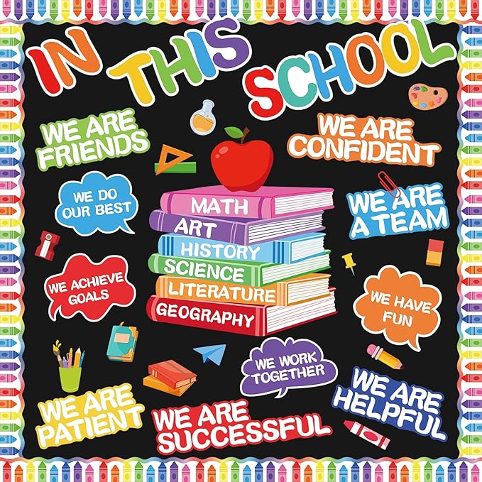 Motivational Bulletin Board Set Colorful Classroom Affirmation Station Bulletin Board in This School Cutouts Back to School Elementary Home Wall Door Decor