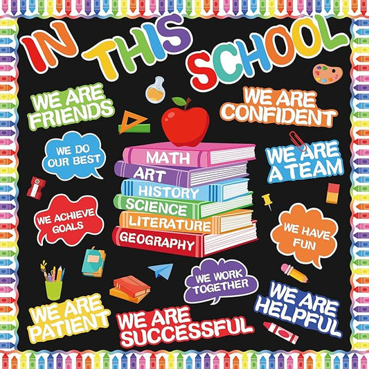 Motivational Bulletin Board Set Colorful Classroom Affirmation Station Bulletin Board in This School Cutouts Back to School Elementary Home Wall Door Decor
