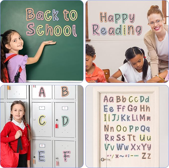 260 PCS Bulletin Board Letters for Classroom 4” Letters Combo Pack Set Pastel Composition Classroom Decorations Alphabet Numbers Symbols Letters for Bulletin Board Cutouts Card Decor
