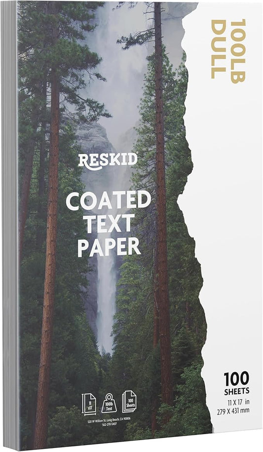 Double-Sided 100lb Dull Text Digital C2S Paper – Perfect for Color Laser Printing, Design Proposals, Flyers, Brochures | 11 x 17 | 100lb Matte Text | Dull Coated | 100 Sheets (100lb Dull, 11x17)