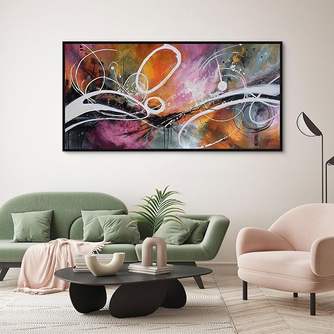 yiijeah Purple Wall Decor Bedroom Canvas Abstract Bathroom Art Picture Items for Women Framed Artwork Print 58x29 Inches