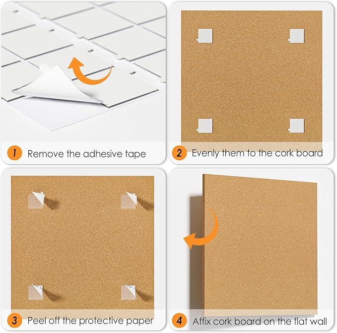 MaxGear Large Cork Board for Wall 48" x 24", 8 Pack Cork Board Tiles with 20 Pushpins & Safe Removable Adhesive Tabs, 12" x 12" Corkboards for Office, School, Home