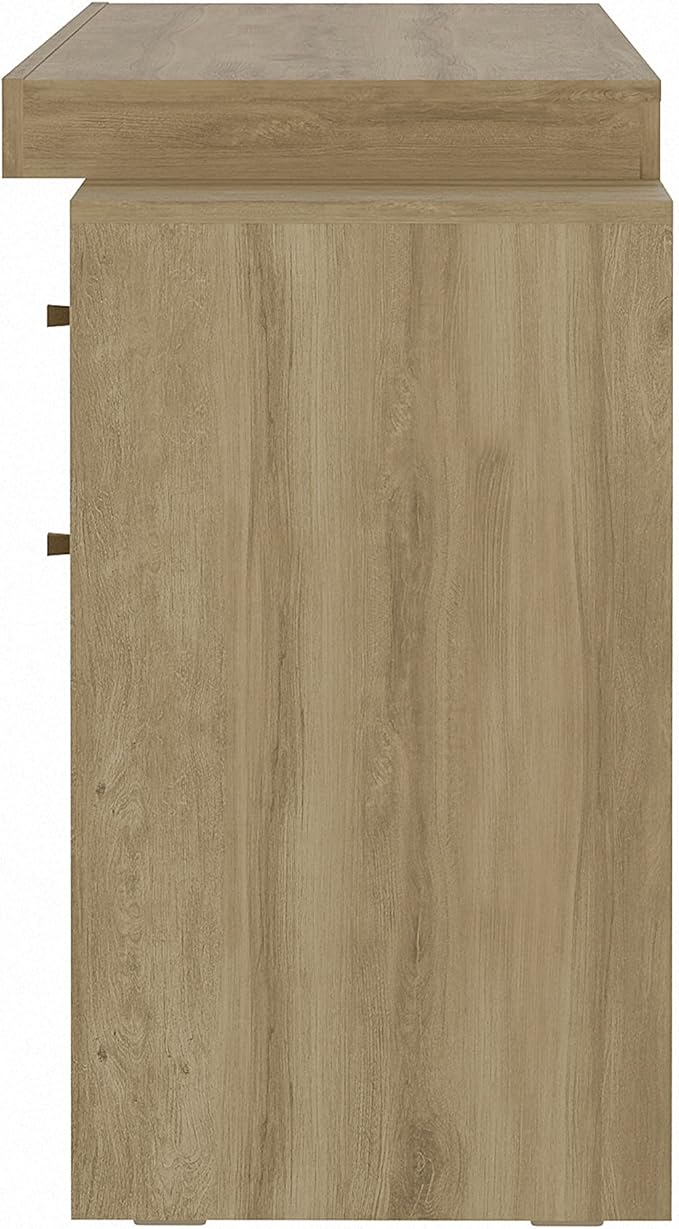 Expandable Desk with Storage Drawers & Open Shelf - Expands from 47 Inch to 57 Inch - Pine Computer Desk with Printer Space - Modern Home Office Table with Drawers - Techni Mobili Blanco Collection
