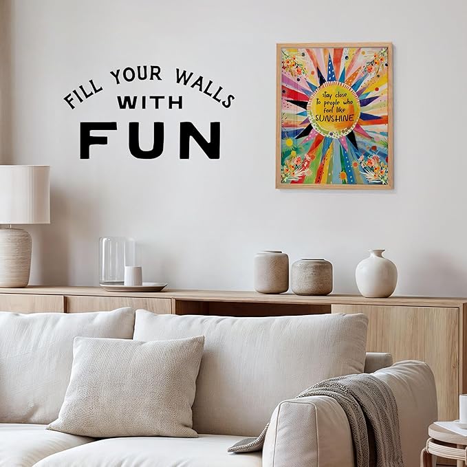 Inspirational Sunshine Wall Art 11x14 - Positive Affirmation Quote Decor for Office & Home - Colorful Motivational Poster for Women - Uplifting Happiness Gift for Bedroom & Living Room - Unframed