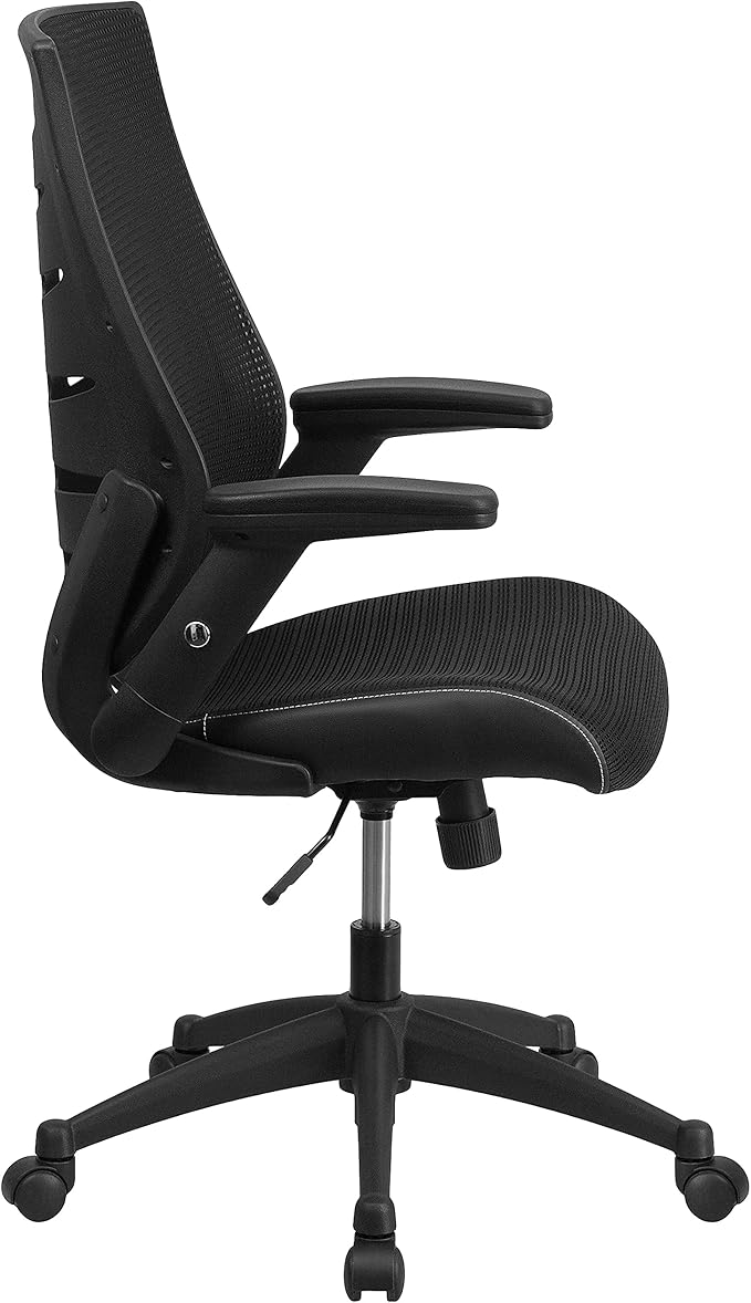 Flash Furniture Kale High Back Designer Black Mesh Executive Swivel Ergonomic Office Chair with Height Adjustable Flip-Up Arms