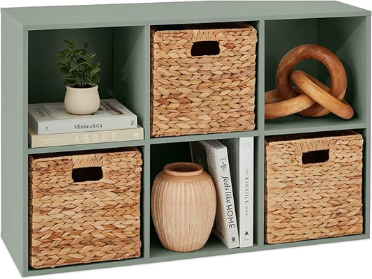 Best Choice Products Kids Bookcase 6-Cube Storage Organizer, 11in Shelf Opening, Bookshelf, Toy Storage, Customizable w/ 3 Removable Back Panels – Sage