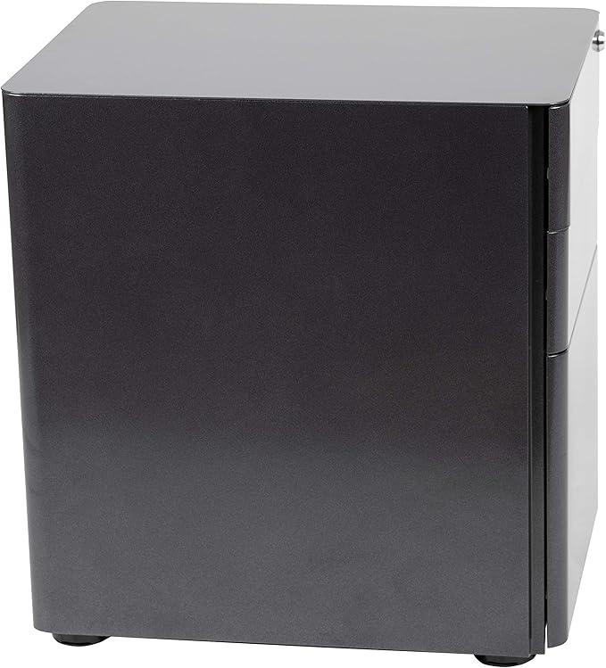 EMMA + OLIVER Modern 3-Drawer Mobile Locking Filing Cabinet Storage Organizer-Black
