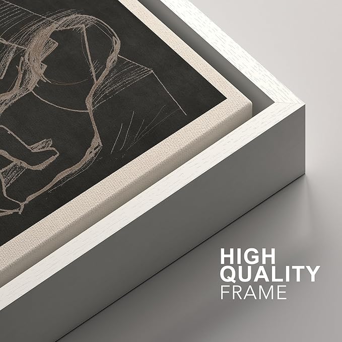 SIGNFORD Framed Wall Art Print Set Black Background Figurative Line Digital Art Modern Art Contemporary for Living Room, Bedroom, Office - 24"x36"x3 WHITE