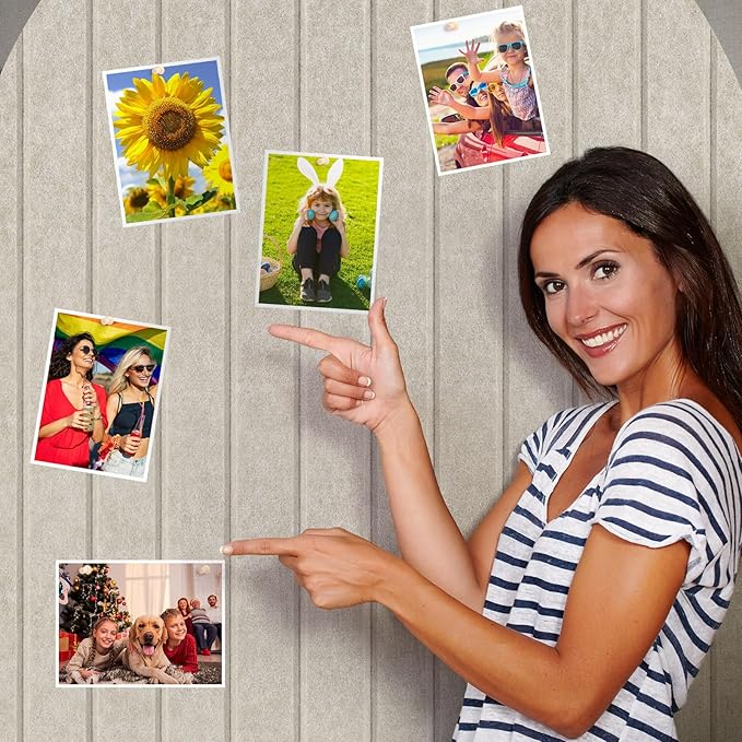 31.5 X24 Inch Large Arch Felt Bulletin Board with 50 Wooden Pushpins Decorative Picture Framed Display Board Felt Tile Wall Organizer for School Home Office Boho Wall Decor (Light Camel)