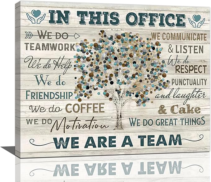 Yibuda In This Office Wall Art Motivational Quotes Pictures Wall Decor We Are A Team Canvas Painting Modern Room Office Decorations Artwork Framed Ready to Hang 20"x16"