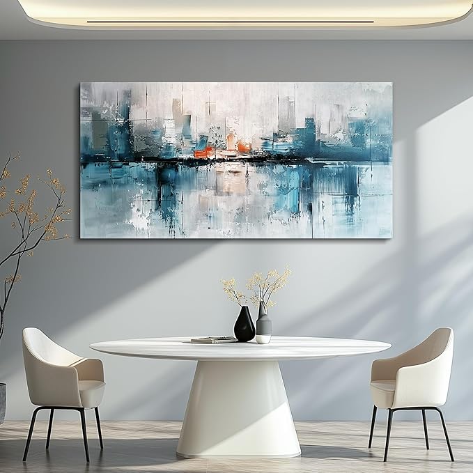 FUHAIHUA Canvas Wall Decor For Living Room Large Home Art For Office Bedroom Decoration Mural Abstract Painting Blue Pictures Prints Artwork Ready To Hang Aesthetic Decor 30x60 In
