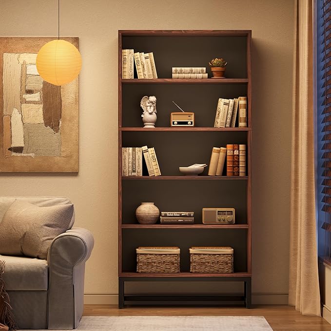 70.8 Inch Tall Bookcase and Bookshelf with Closed Back Shelf, 5-Tier Large Bookcases Organizer with Storage Shelves, Heavy Duty Free-Standing Library Bookcases Shelving Unit for Living Room, Bedroom
