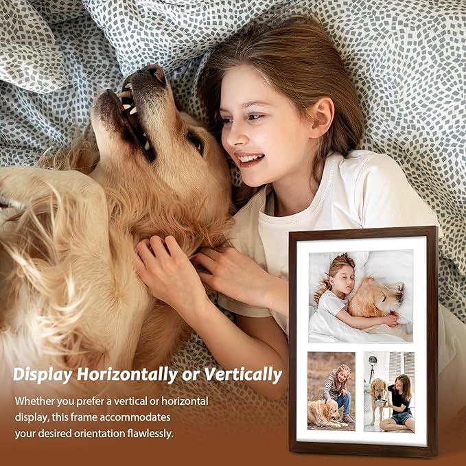 Golden State Art 12x17 Brown Wood Picture Frame - White Mat for 8x10 and 5x7 Photos - Real Glass, Sawtooth Hanger, Swivel Tabs - Wall Mounting - Great for Posters, Weddings, and Engagements