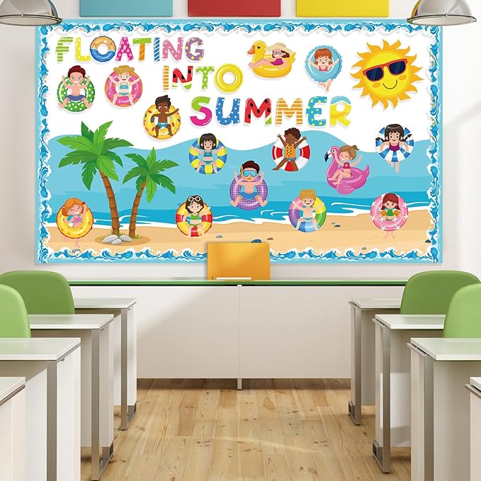 Pajean Summer Bulletin Board Set Summer Classroom Decoration Paper Cutout for Back to School Class Window Wall Home Party Decor(Float)